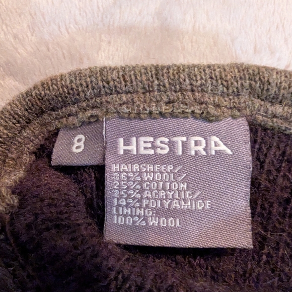 Hestra Women's Casual Soft Leather And Wool Gloves Brown And Green Size 8 - Picture 3 of 6